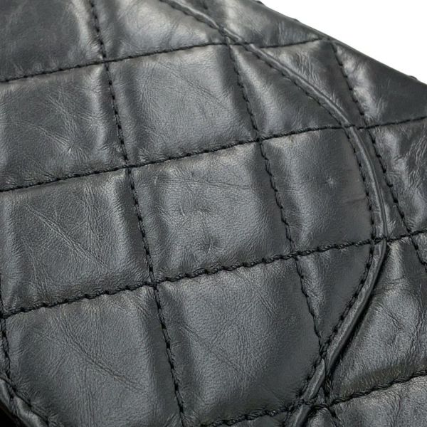 シャネル チェーンショルダーバッグ マトラッセ 2.55 ダブルフラップ エイジドカーフレザー A37590 CHANEL 黒