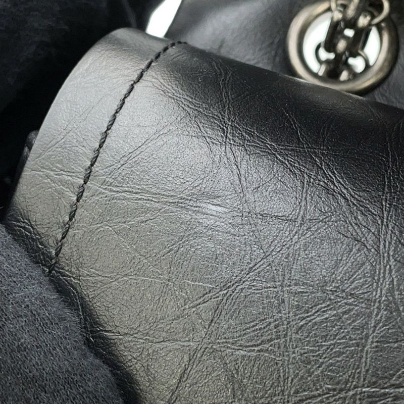 シャネル チェーンショルダーバッグ マトラッセ 2.55 ダブルフラップ エイジドカーフレザー A37590 CHANEL 黒