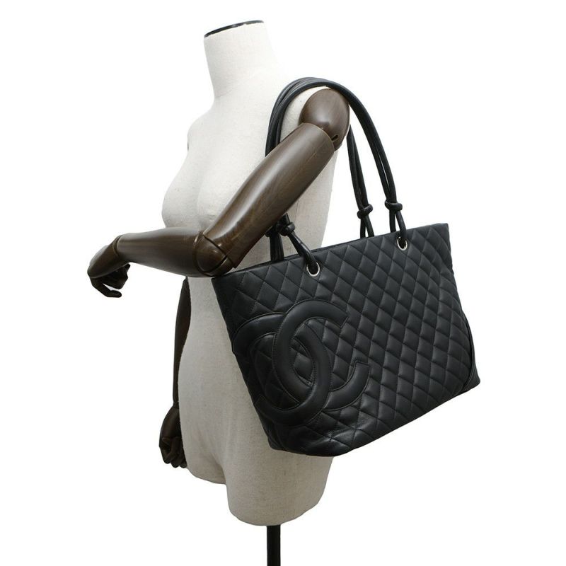 シャネル トートバッグ カンボンライン ラージトート ココマーク レザー A25169 CHANEL 黒