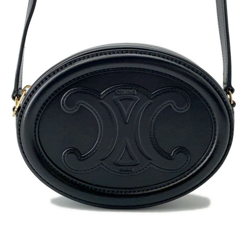 セリーヌ ショルダーバッグ オーバルパース キュイルトリオンフ 10I703 CELINE 黒