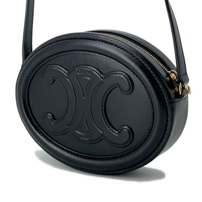 セリーヌ ショルダーバッグ オーバルパース キュイルトリオンフ 10I703 CELINE 黒