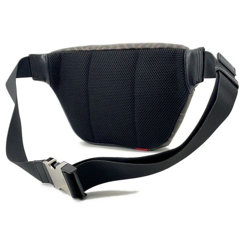 フェンディ ボディバッグ ズッカ柄 PVC レザー 7VA434 FENDI ウエストバッグ ウエストポーチ 黒