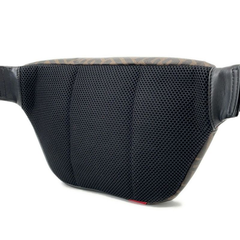 フェンディ ボディバッグ ズッカ柄 PVC レザー 7VA434 FENDI ウエストバッグ ウエストポーチ 黒