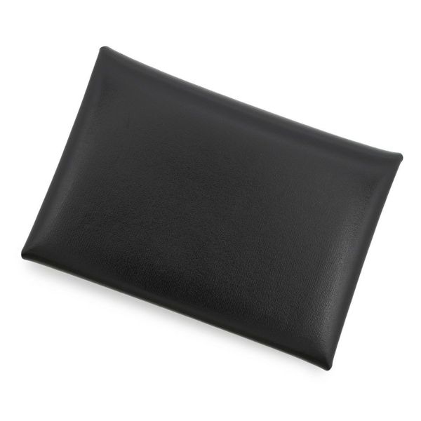 エルメス コインケース カルヴィ デュオ ブラック/シルバー金具 ボックスカーフ W刻印 財布 黒