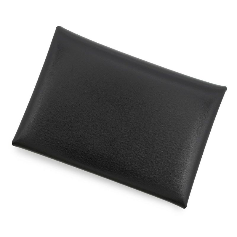 エルメス コインケース カルヴィ デュオ ブラック/シルバー金具 ボックスカーフ W刻印 財布 黒