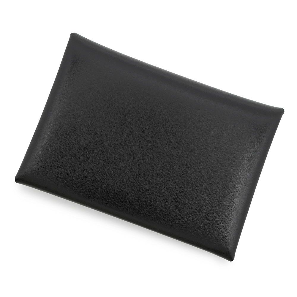 エルメス コインケース カルヴィ デュオ ブラック/シルバー金具 ボックスカーフ W刻印 財布 黒