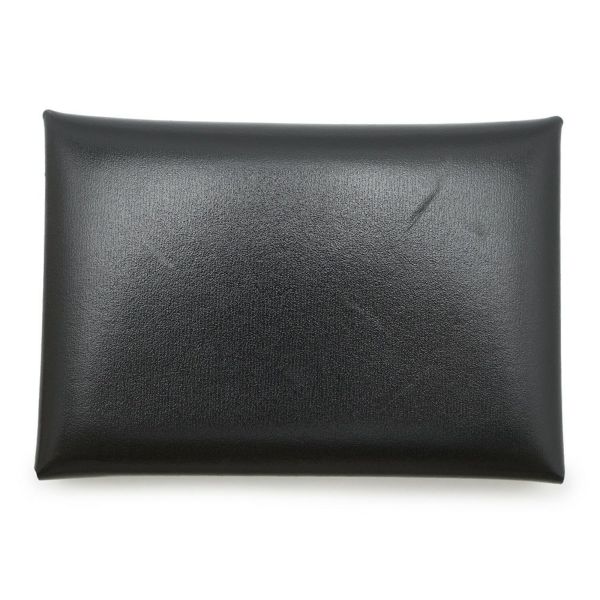 エルメス コインケース カルヴィ デュオ ブラック/シルバー金具 ボックスカーフ W刻印 財布 黒