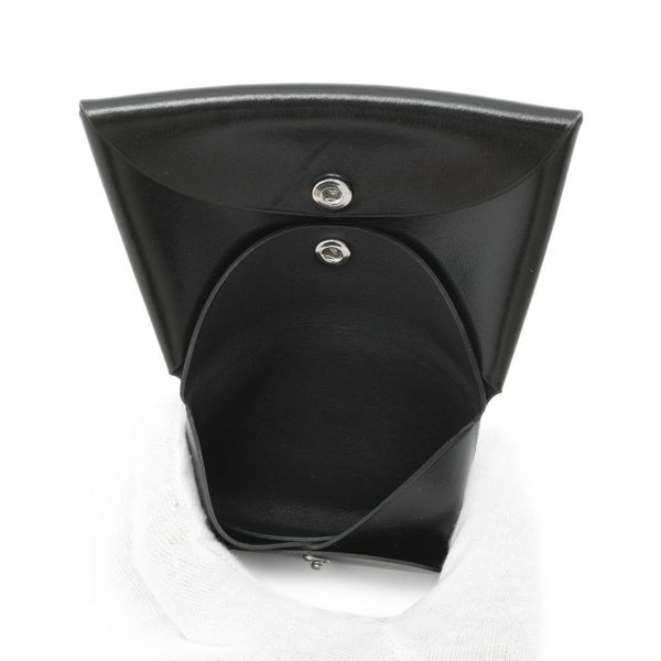 エルメス コインケース カルヴィ デュオ ブラック/シルバー金具 ボックスカーフ W刻印 財布 黒