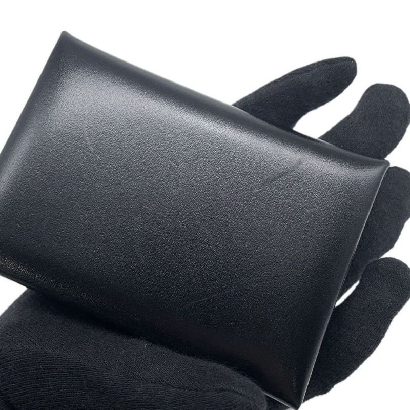 エルメス コインケース カルヴィ デュオ ブラック/シルバー金具 ボックスカーフ W刻印 財布 黒