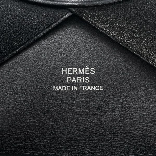 エルメス コインケース カルヴィ デュオ ブラック/シルバー金具 ボックスカーフ W刻印 財布 黒