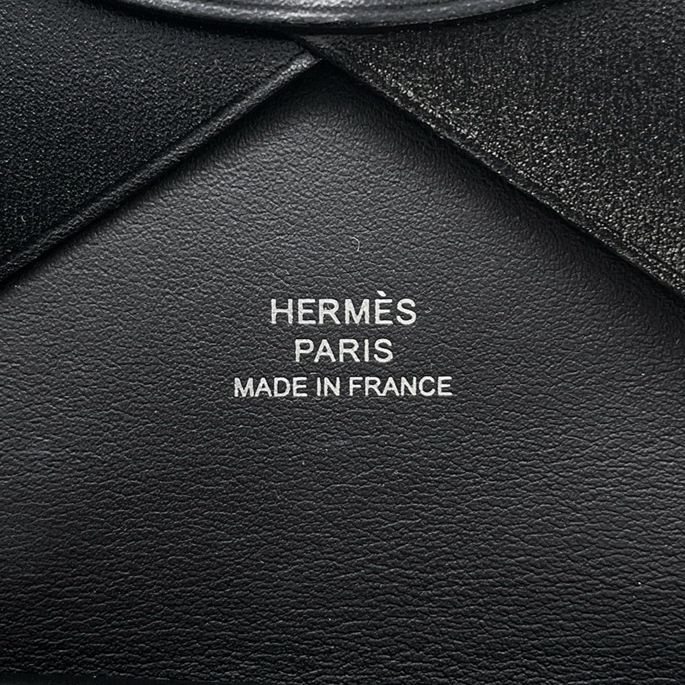 エルメス コインケース カルヴィ デュオ ブラック/シルバー金具 ボックスカーフ W刻印 財布 黒