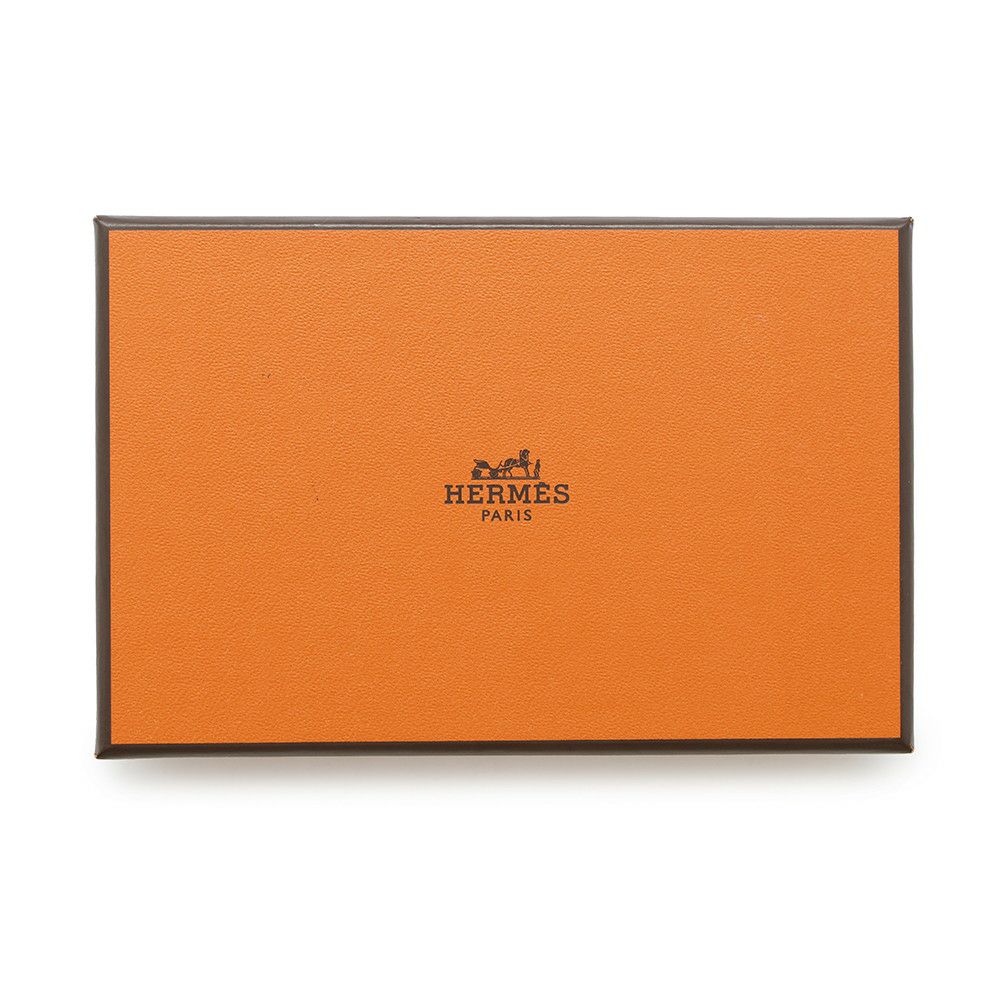 エルメス コインケース カルヴィ デュオ ブラック/シルバー金具 ボックスカーフ W刻印 財布 黒