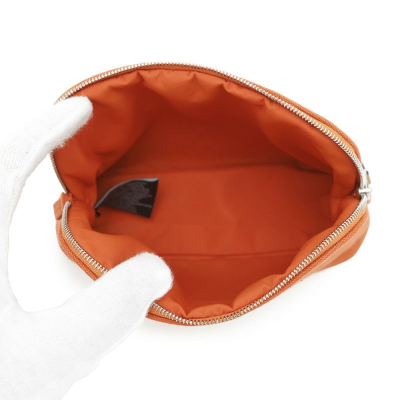 エルメス ポーチ ボリードポーチ ミニ オレンジ/シルバー金具 キャンバス HERMES 小物入れ