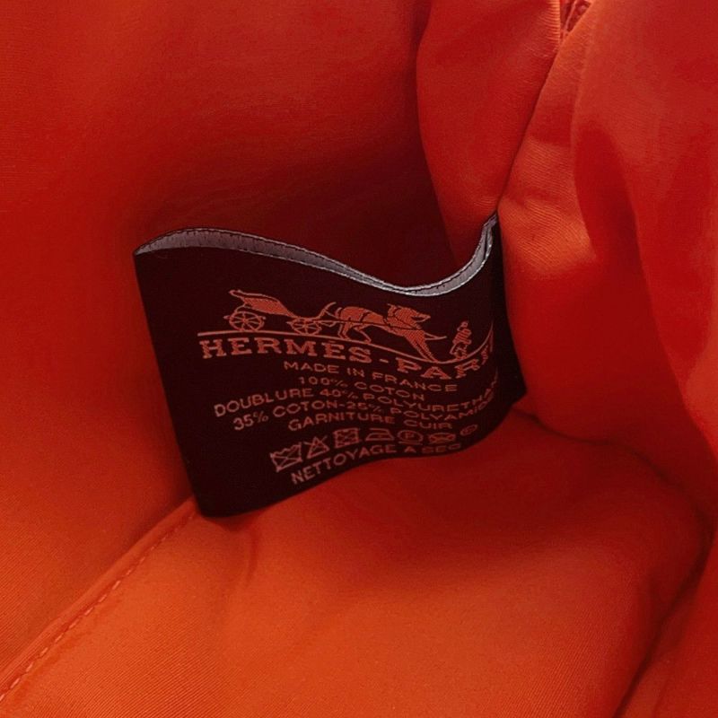 エルメス ポーチ ボリードポーチ ミニ オレンジ/シルバー金具 キャンバス HERMES 小物入れ