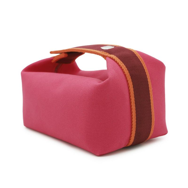 エルメス ポーチ ブリッド・ア・ブラックPM ハイビスカス/シルバー金具 キャンバス HERMES バッグ 小物入れ