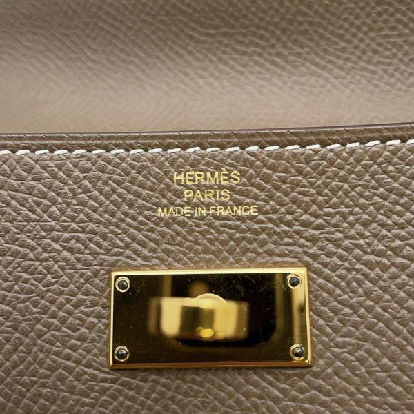 エルメス 長財布 ケリーウォレット ロング エトゥープ/ゴールド金具 ヴォーエプソン C刻印