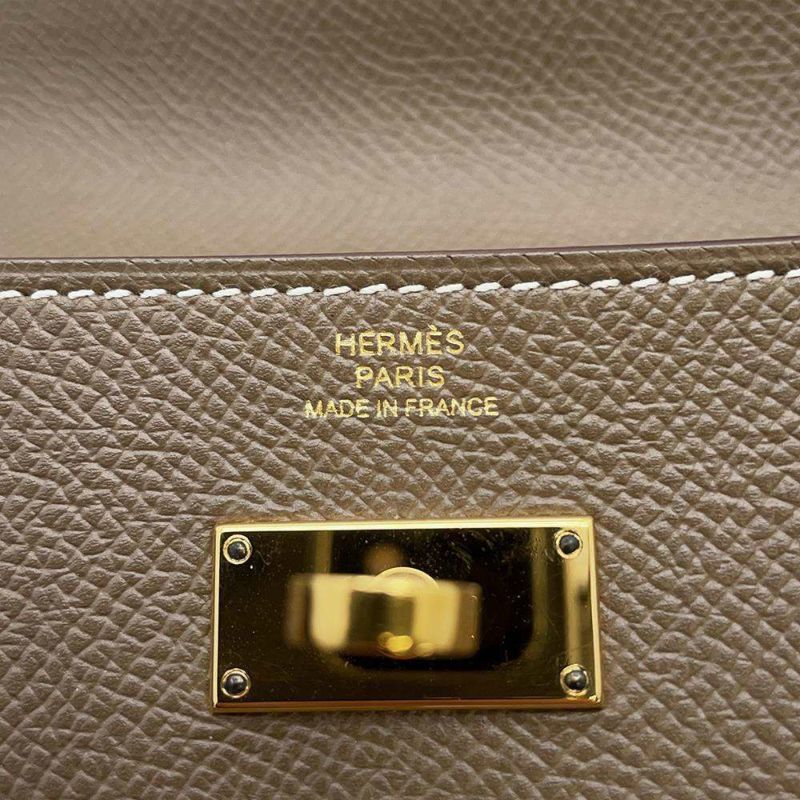 エルメス 長財布 ケリーウォレット ロング エトゥープ/ゴールド金具 ヴォーエプソン C刻印