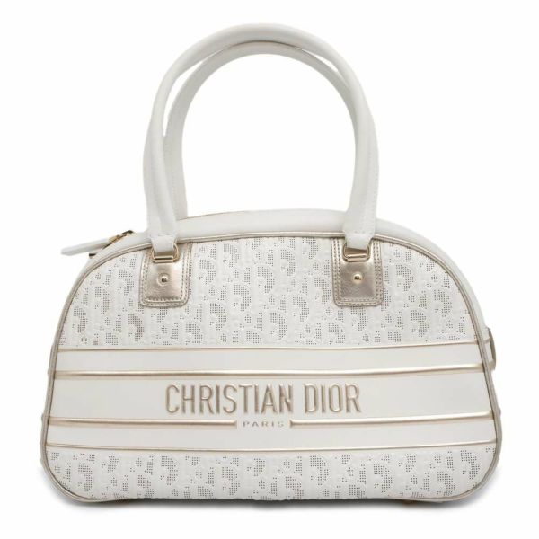 クリスチャン・ディオール ハンドバッグ ミディアム クラシック ボーリング レザー Christian Dior 白 2wayショルダー