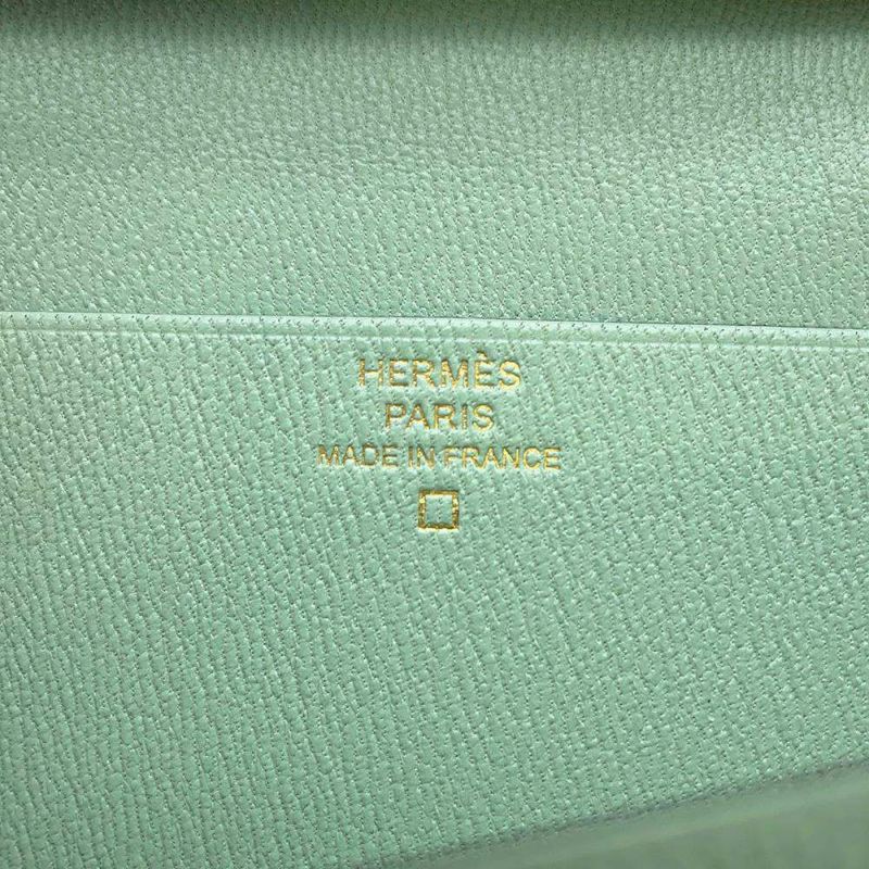 エルメス 長財布 ベアンスフレ ヴェールデュー/ゴールド金具 アリゲーターマット W刻印 財布