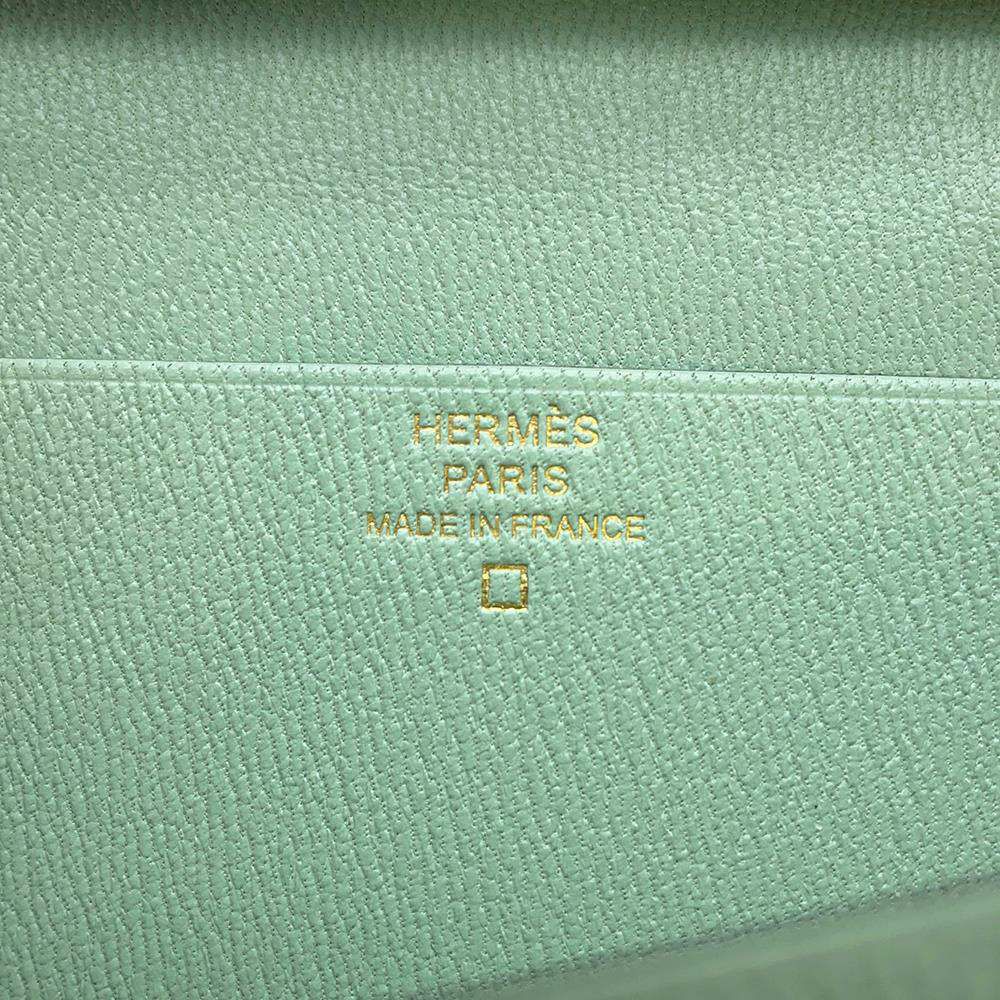 エルメス 長財布 ベアンスフレ ヴェールデュー/ゴールド金具 アリゲーターマット W刻印 財布