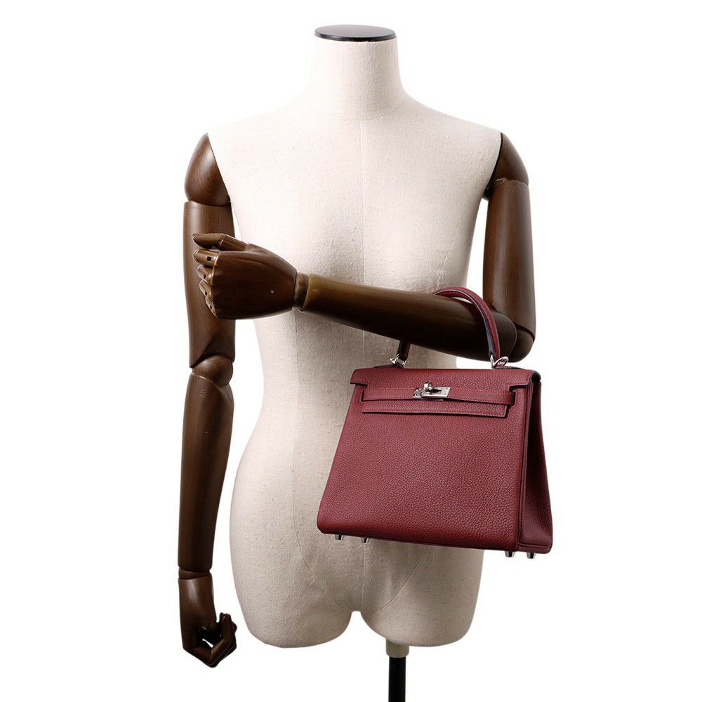 エルメス ハンドバッグ ケリー25 内縫い ルージュアッシュ/シルバー金具 トゴ W刻印 2wayショルダー