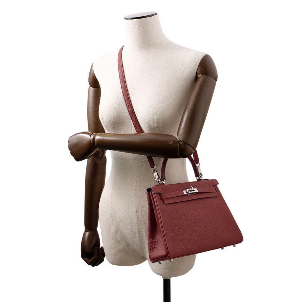 エルメス ハンドバッグ ケリー25 内縫い ルージュアッシュ/シルバー金具 トゴ W刻印 2wayショルダー