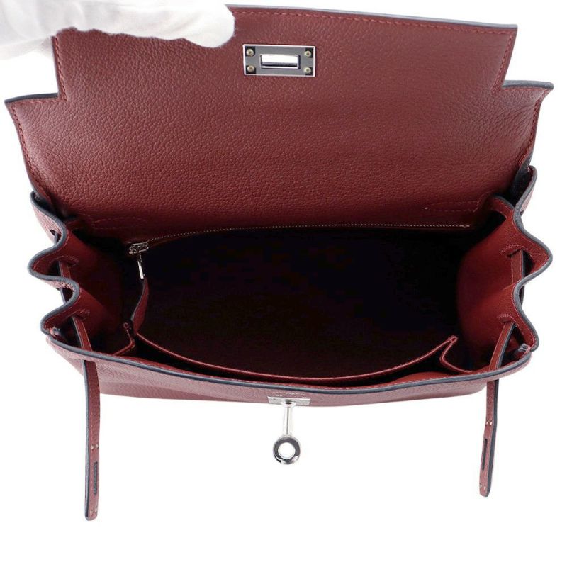 エルメス ハンドバッグ ケリー25 内縫い ルージュアッシュ/シルバー金具 トゴ W刻印 2wayショルダー