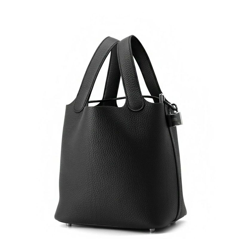 エルメス ハンドバッグ ピコタンロックPM ブラック/シルバー金具 トリヨンクレマンス K刻印 HERMES トートバッグ 黒