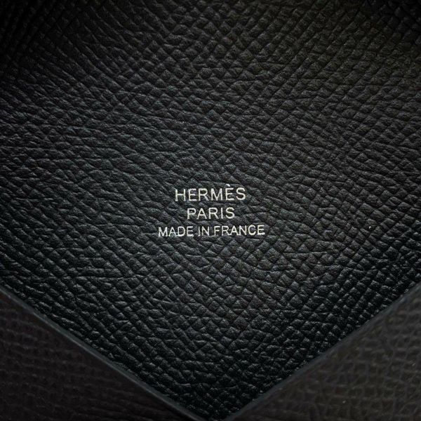 エルメス カードケース カルヴィ ブラック ヴォーエプソン W刻印 HERMES 名刺入れ 黒