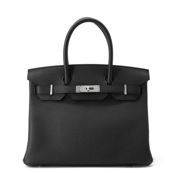 エルメス バーキン30 ブラック/マットシルバー金具 トゴ K刻印 HERMES Birkin ハンドバッグ 黒
