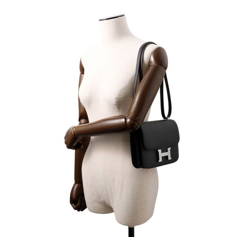 エルメス ショルダーバッグ ミニ コンスタンス3 ブラック/シルバー金具 エプソン K刻印 HERMES Constance 黒