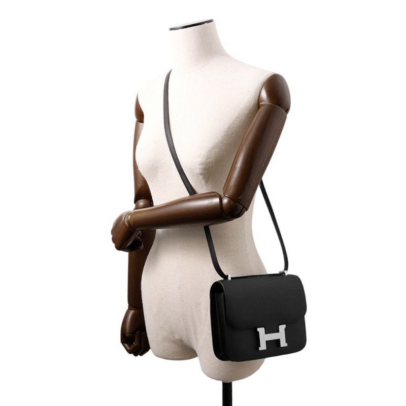 エルメス ショルダーバッグ ミニ コンスタンス3 ブラック/シルバー金具 エプソン K刻印 HERMES Constance 黒
