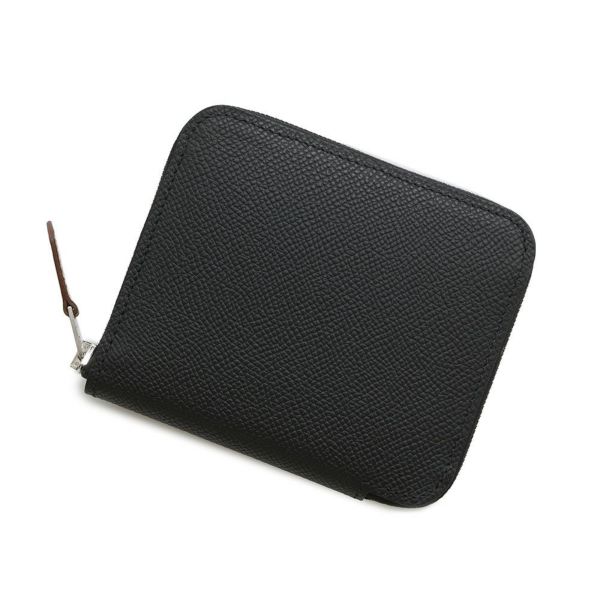 エルメス コインケース アザップコンパクト シルクイン ブラック/シルバー金具 エプソン K刻印 黒
