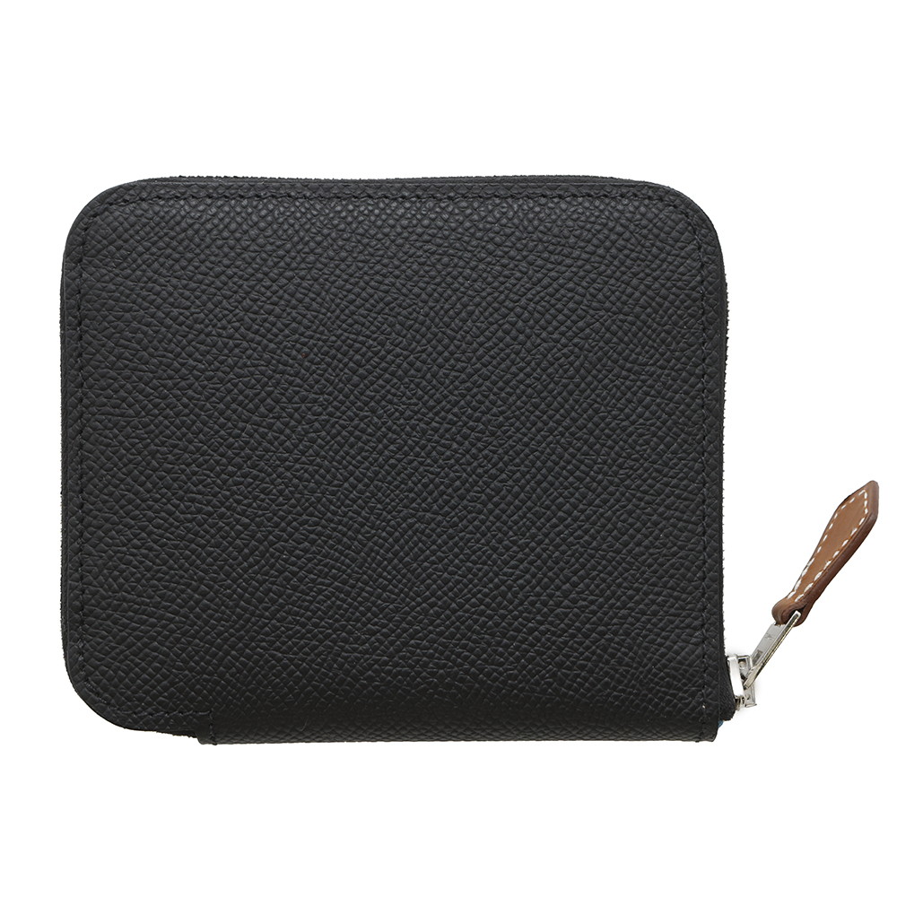 エルメス コインケース アザップコンパクト シルクイン ブラック/シルバー金具 エプソン K刻印 黒