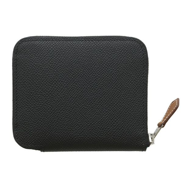 エルメス コインケース アザップコンパクト シルクイン ブラック/シルバー金具 エプソン K刻印 黒