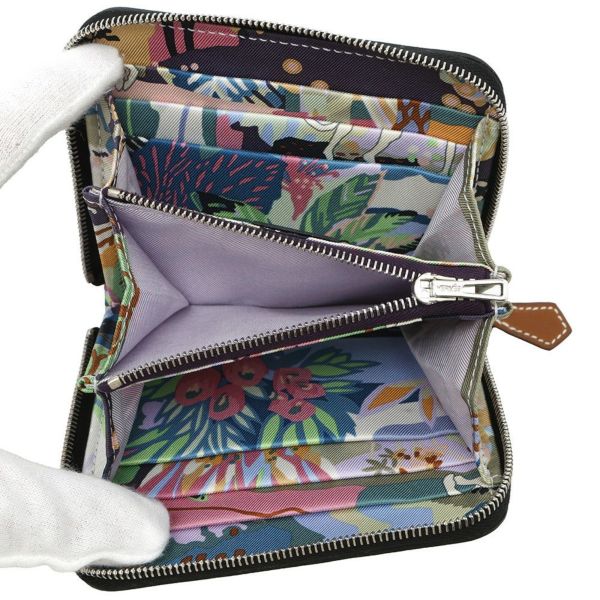 エルメス コインケース アザップコンパクト シルクイン ブラック/シルバー金具 エプソン K刻印 黒