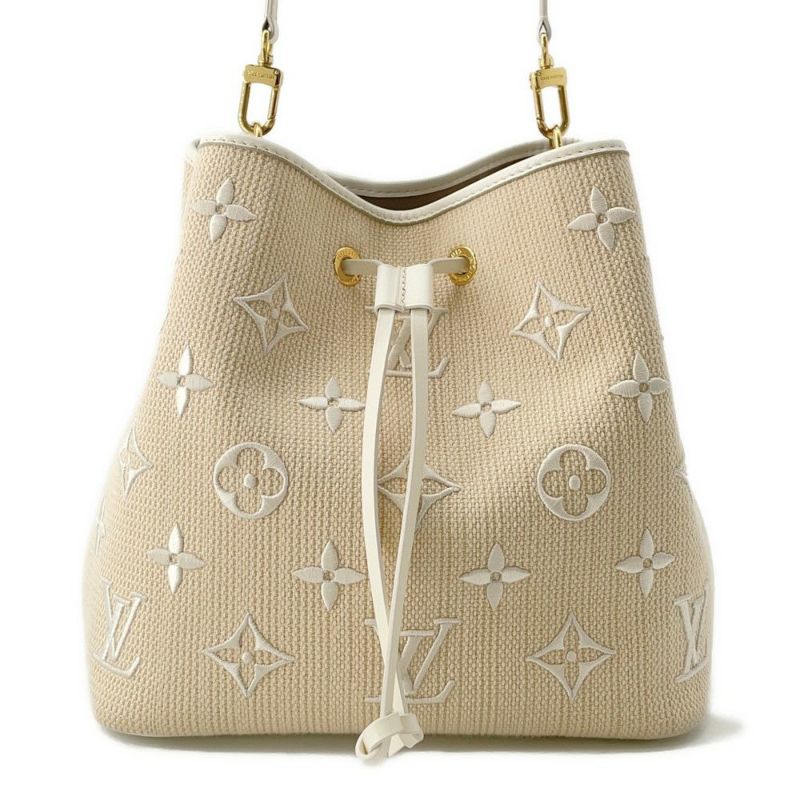 ルイヴィトン ショルダーバッグ モノグラム コットン バイ・ザ・プール ネオ ノエ MM M22852 LOUIS VUITTON ベージュ 白