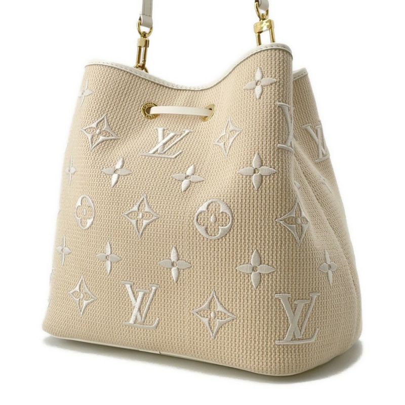 ルイヴィトン ショルダーバッグ モノグラム コットン バイ・ザ・プール ネオ ノエ MM M22852 LOUIS VUITTON ベージュ 白
