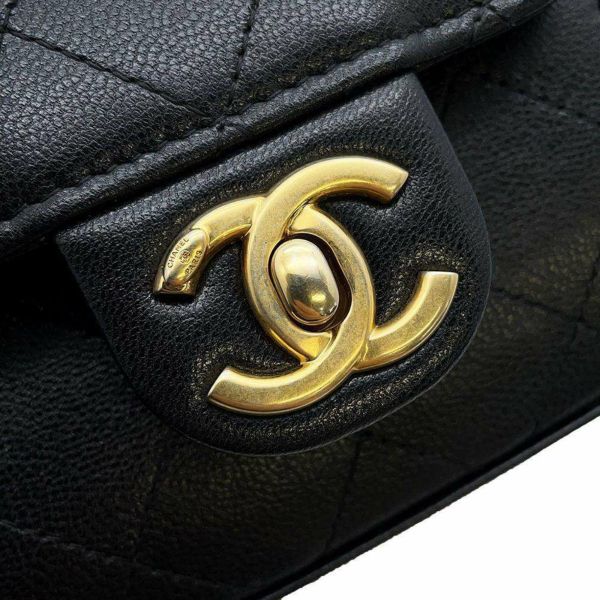 シャネル チェーンショルダーバッグ パール ココマーク CHANEL フラップバッグ 黒