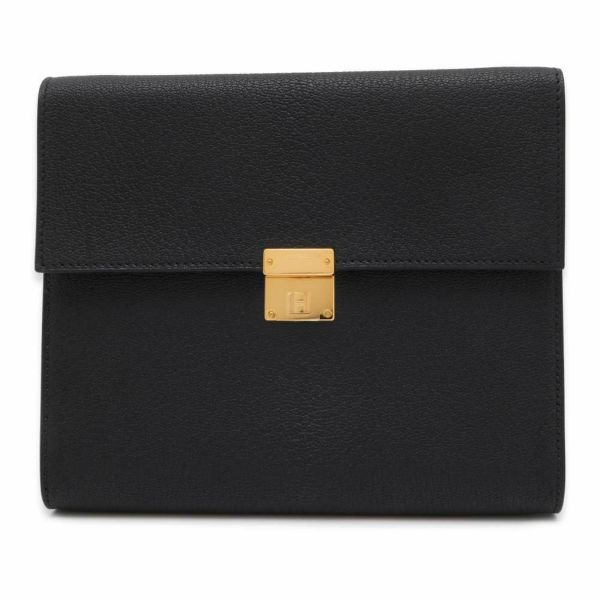 エルメス 財布 クリック16 ブラック/ゴールド金具 シェブルミゾル B刻印 HERMES 黒