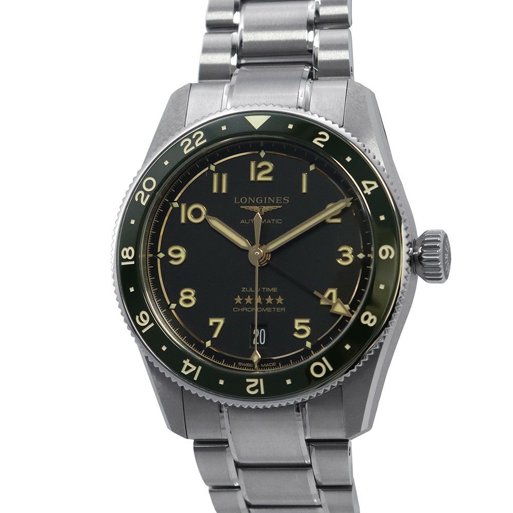 ロンジン スピリット ズールータイム L3.802.4.63.6 LONGINES 腕時計 黒文字盤