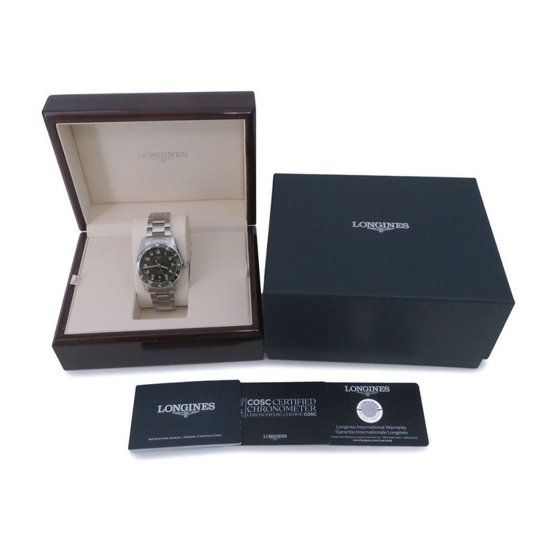 ロンジン スピリット ズールータイム L3.802.4.63.6 LONGINES 腕時計 黒文字盤