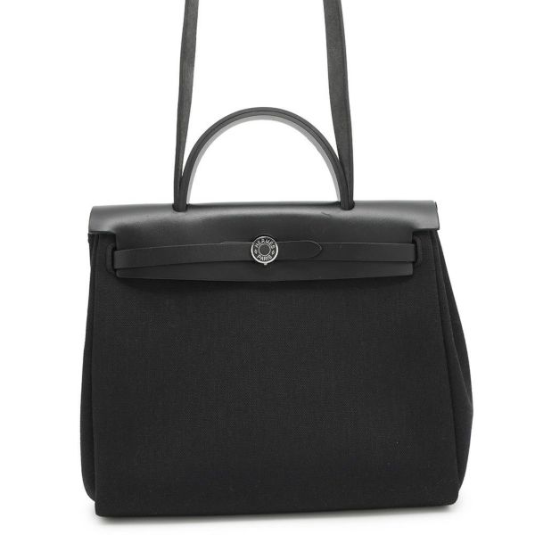 エルメス エールバッグジップPM ルトゥルネ ブラック/シルバー金具 トワルミリタリー/ヴァッシュハンター B刻印 黒