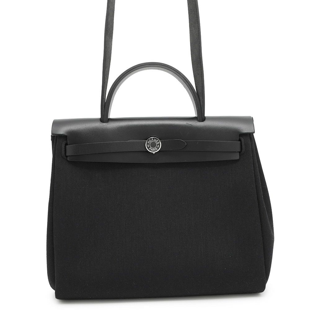 エルメス エールバッグジップPM ルトゥルネ ブラック/シルバー金具 トワルミリタリー/ヴァッシュハンター B刻印 黒