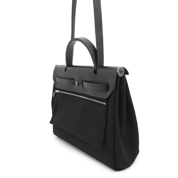 エルメス エールバッグジップPM ルトゥルネ ブラック/シルバー金具 トワルミリタリー/ヴァッシュハンター B刻印 黒