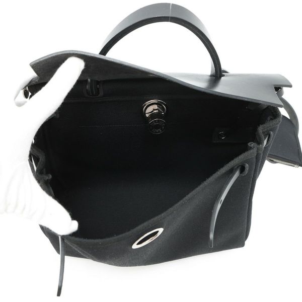 エルメス エールバッグジップPM ルトゥルネ ブラック/シルバー金具 トワルミリタリー/ヴァッシュハンター B刻印 黒