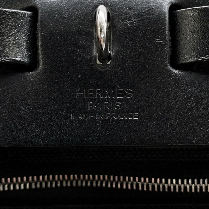 エルメス エールバッグジップPM ルトゥルネ ブラック/シルバー金具 トワルミリタリー/ヴァッシュハンター B刻印 黒