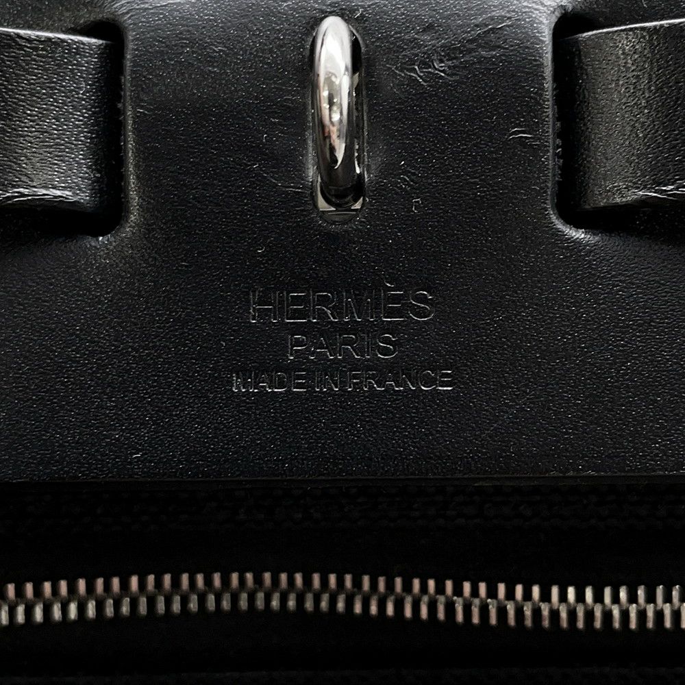 エルメス エールバッグジップPM ルトゥルネ ブラック/シルバー金具 トワルミリタリー/ヴァッシュハンター B刻印 黒