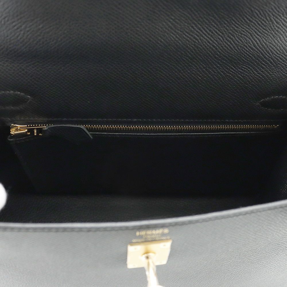 エルメス ハンドバッグ ケリー25 外縫い ブラック/ゴールド金具 エプソン W刻印 2wayショルダー 黒