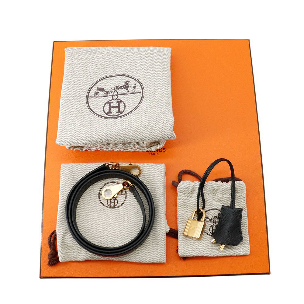 エルメス ハンドバッグ ケリー25 外縫い ブラック/ゴールド金具 エプソン W刻印 2wayショルダー 黒